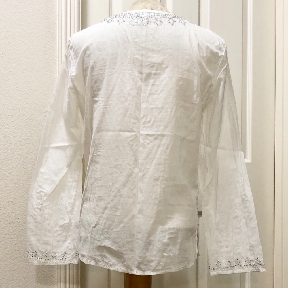 Old Navy Women’s L/S White Boho Beaded Tunic - M - Picture 4 of 14